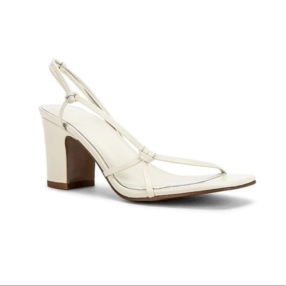 LPA Off White Cream Heel Open Toe Slingback Block Sandal Revolve Cocktail Shoe 8